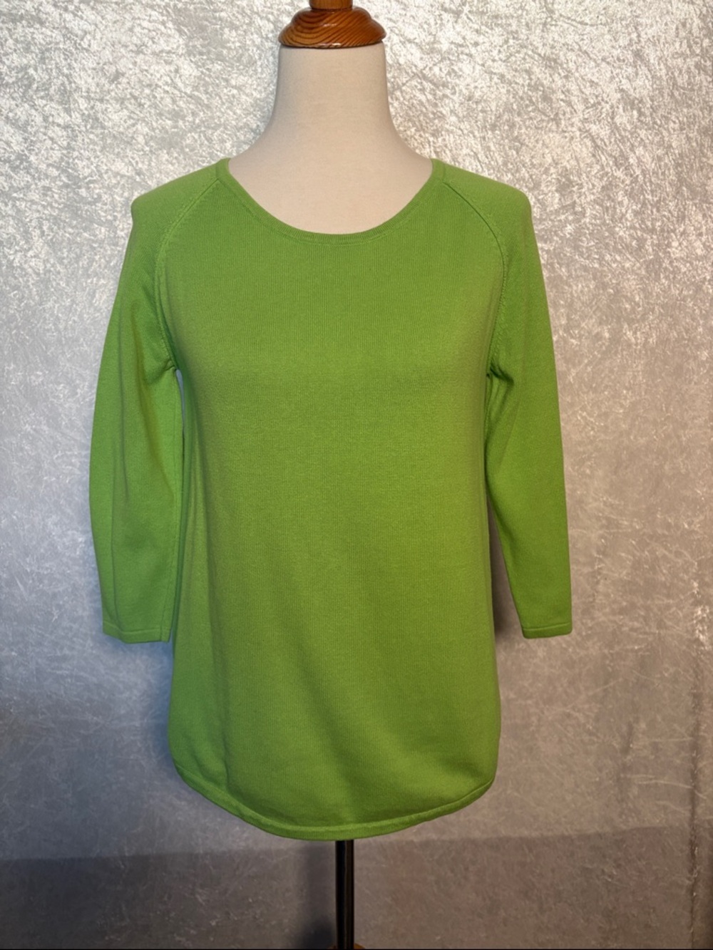 JEANNE PIERRE Lime Green Knit Crewneck size S